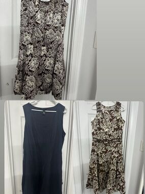 R&M Richards Brown and Cream Floral Sleeveless Midi Dress